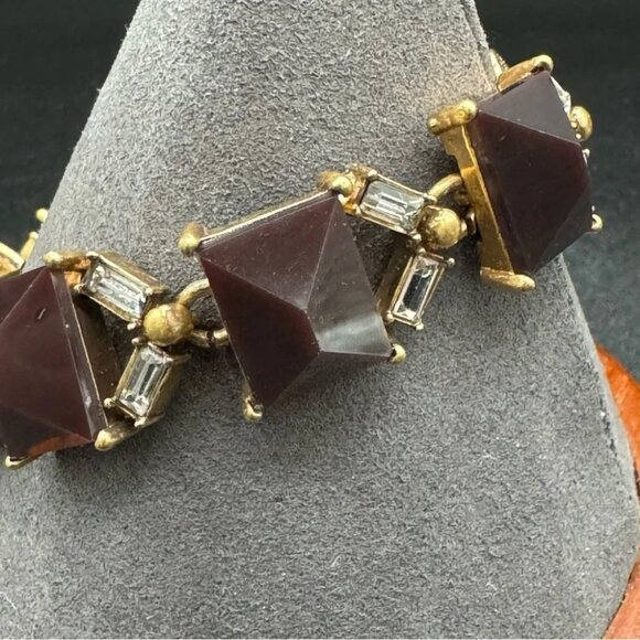 Vintage J.Crew Chunky Lucite Bracelet in Brown and Gold - Picture 7 of 11
